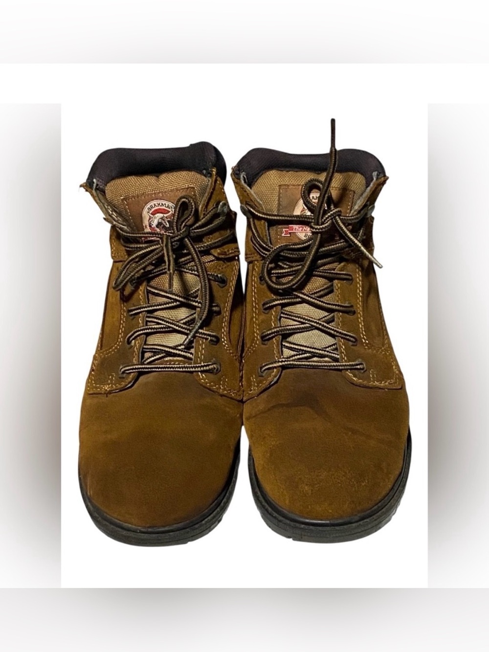 Brahma Men’s Leather Work Boots Brown Lace Up Wide 10.5W
